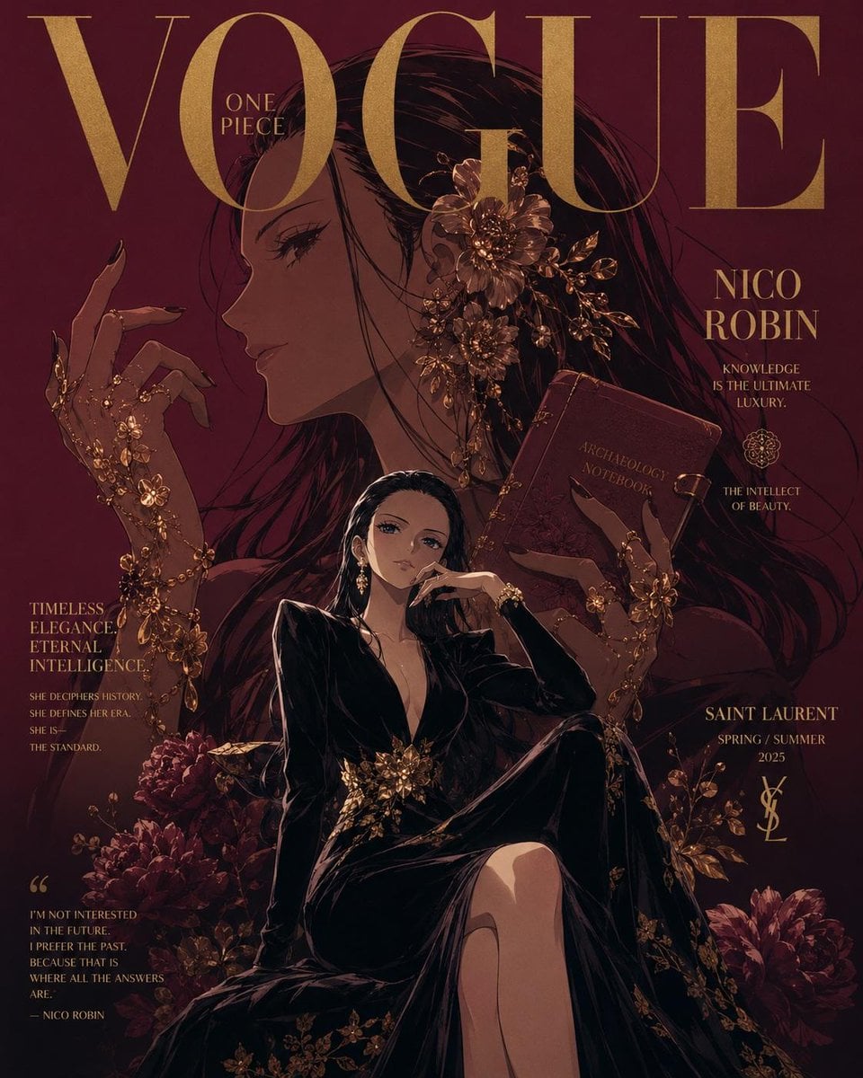 Luxury anime fashion magazine cover inspired by Vogue and... 变体图第4张 - 绘词工坊