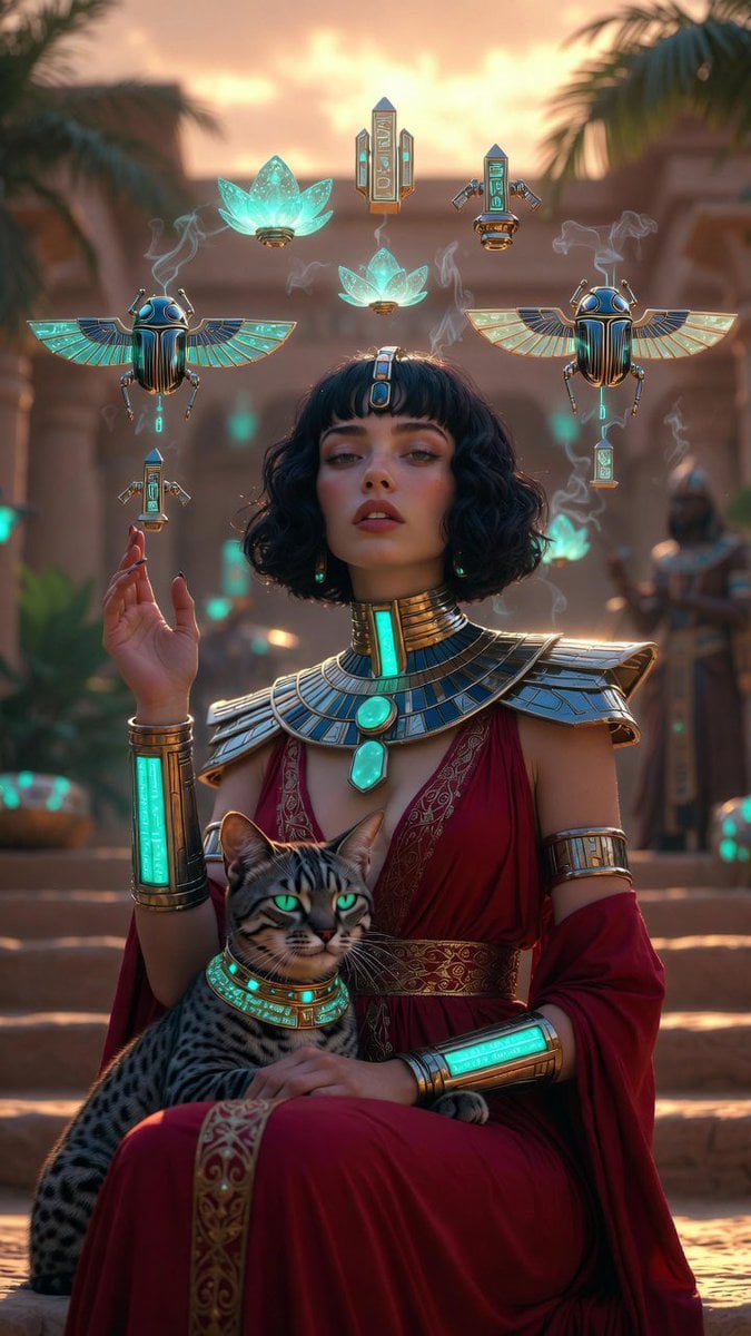 Photorealistic retro-futuristic Egyptian cyberpunk queen ... 变体图第2张 - 绘词工坊