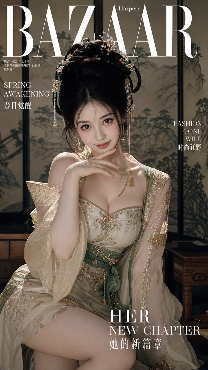 国风美女汉服时尚大片：杂志封面级新中式古装写真