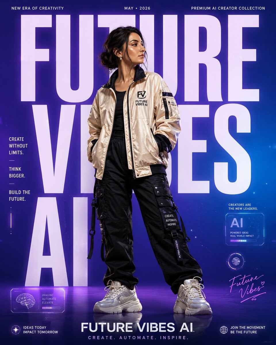 未来VIBES AI时尚海报：创造力的新时代奢侈品牌广告设计