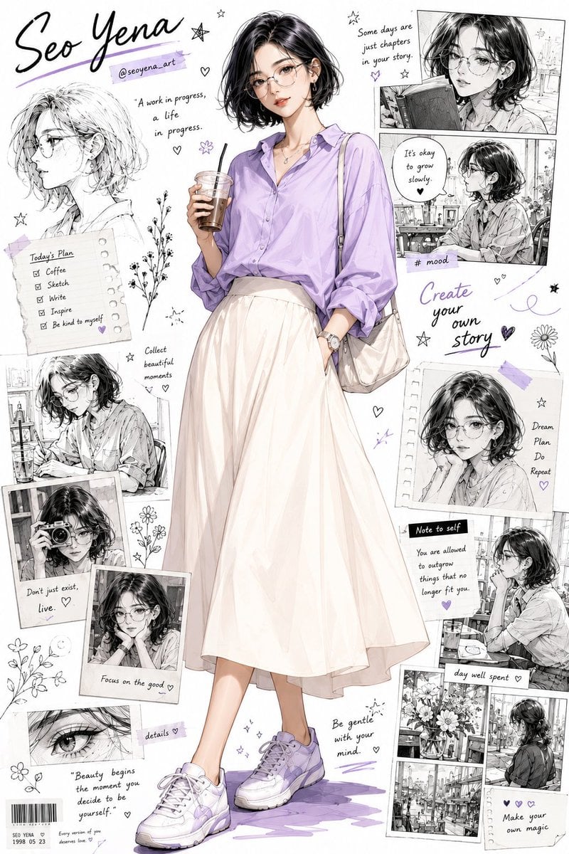 Semi-realistic anime-inspired portrait of a stylish young... 变体图第2张 - 绘词工坊