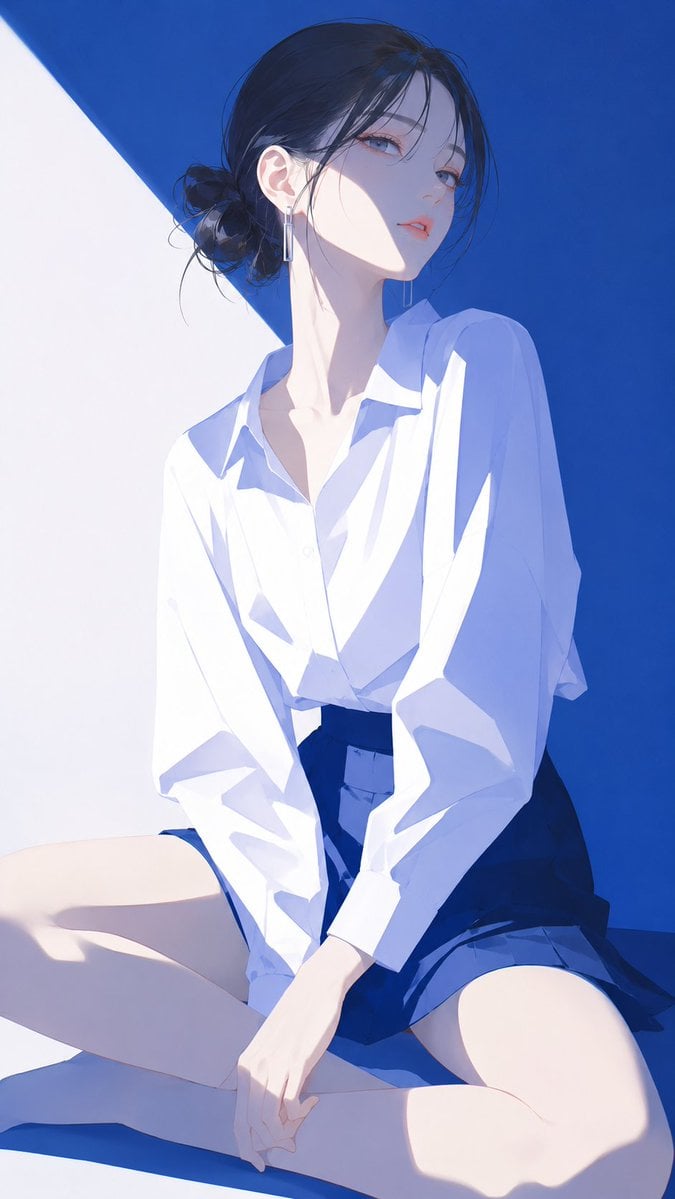 高端日系时装杂志封面感插画，主体为[韩国女孩]，极简现代时装数字插画风，精致赛璐璐上色，干净锐利的大色块塑形，几乎... 变体图第2张 - 绘词工坊