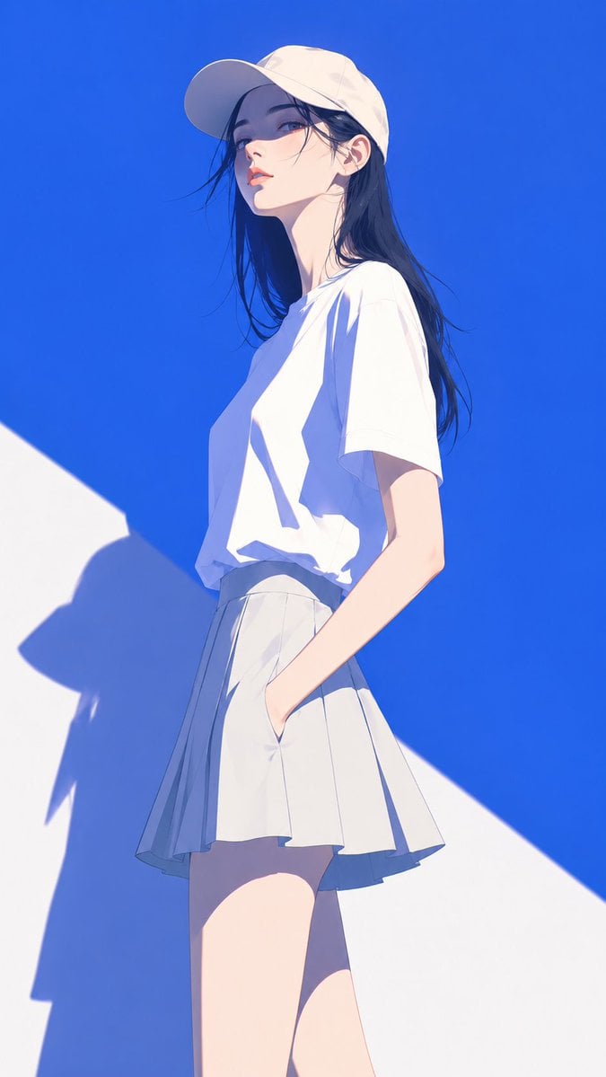 高端日系时装杂志封面感插画，主体为[韩国女孩]，极简现代时装数字插画风，精致赛璐璐上色，干净锐利的大色块塑形，几乎... 变体图第3张 - 绘词工坊