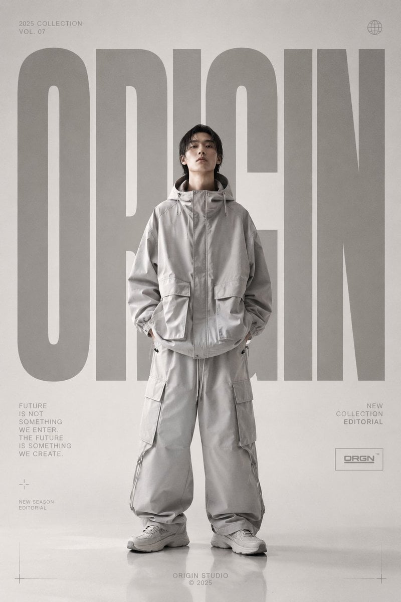 韩国高级时尚海报设计：奢华街头服饰与未来主义美学