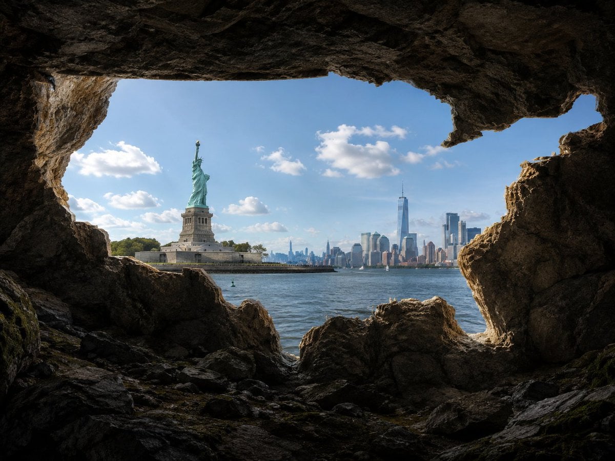 Create a photorealistic image viewed from inside a natura... 变体图第2张 - 绘词工坊