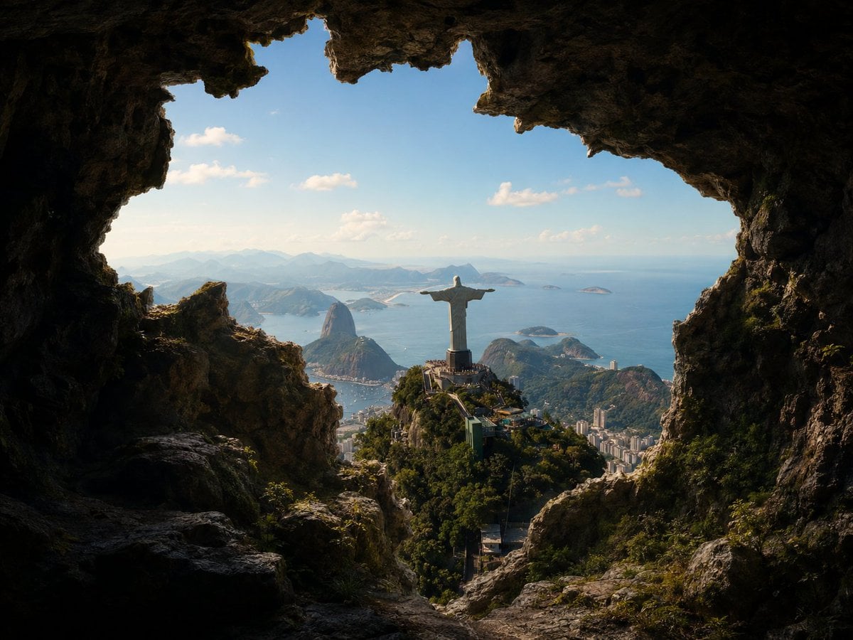 Create a photorealistic image viewed from inside a natura... 变体图第3张 - 绘词工坊
