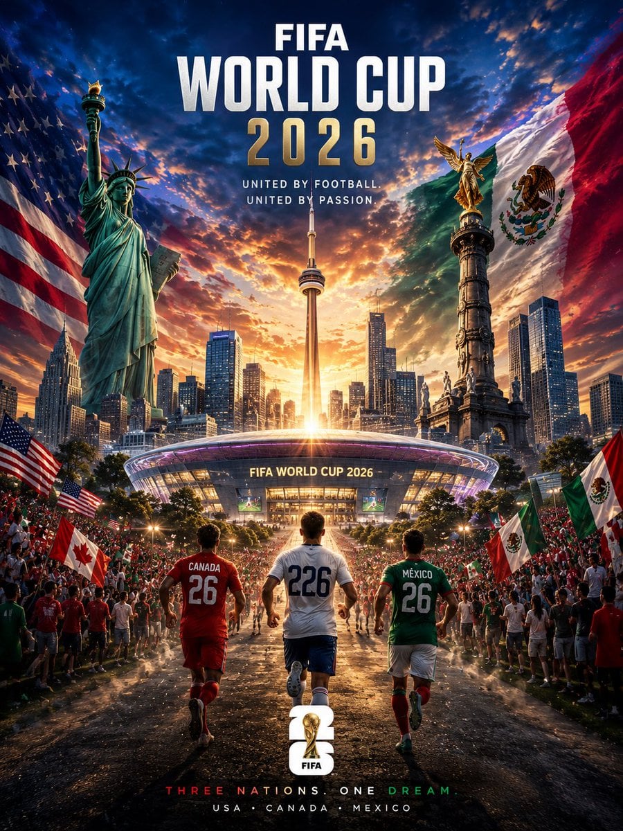 FIFA World Cup 2026 official-style cinematic poster, gian... 变体图第2张 - 绘词工坊