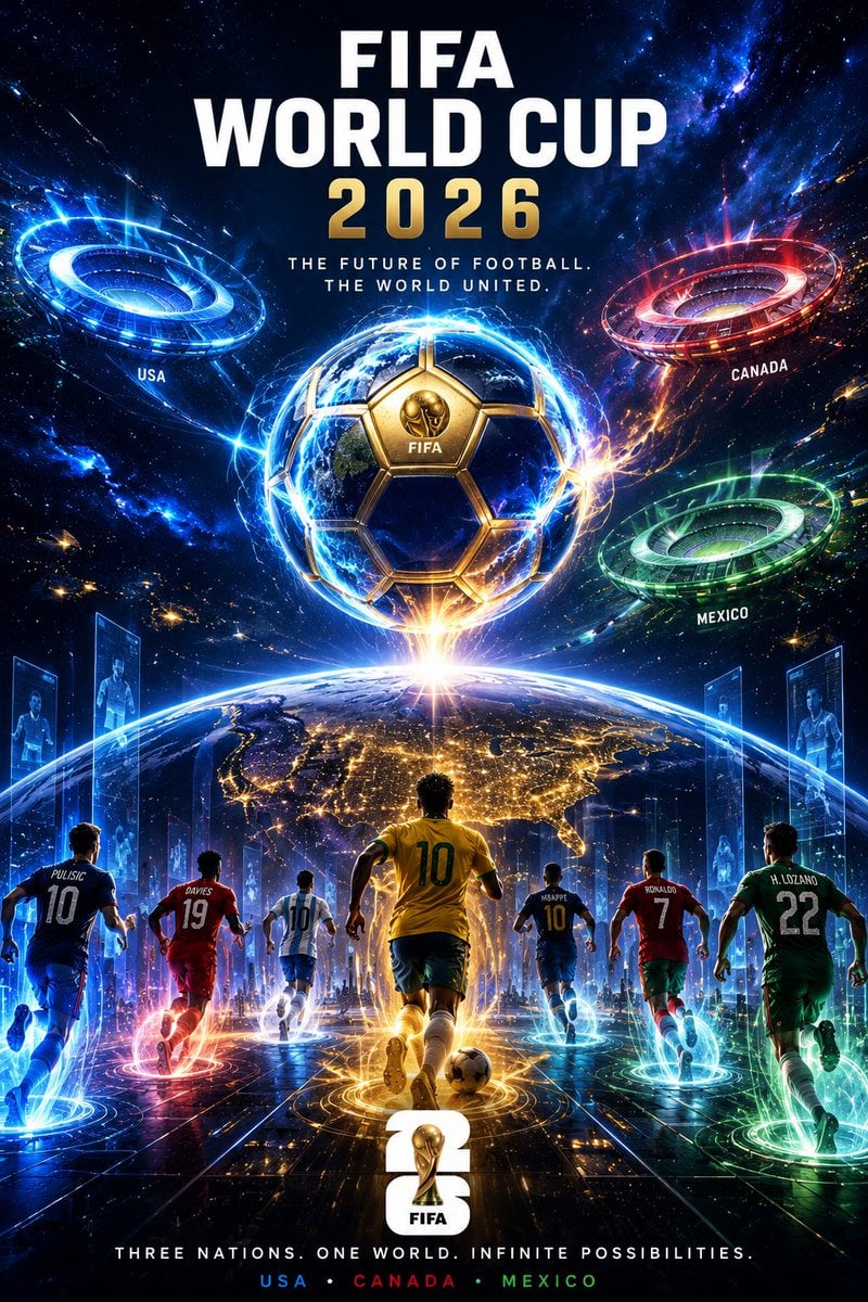 FIFA World Cup 2026 official-style cinematic poster, gian... 变体图第4张 - 绘词工坊