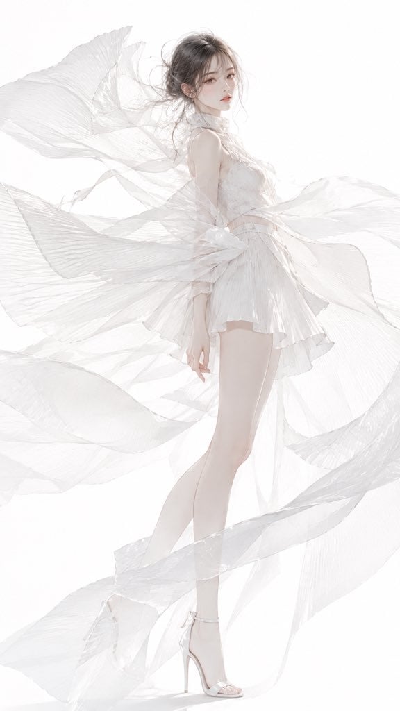 高端日系时装杂志封面感半写实二次元插画，主体为[xxx]。整体以白色、乳白、象牙白、雾灰白为主，低饱和、低对比、高... 变体图第2张 - 绘词工坊