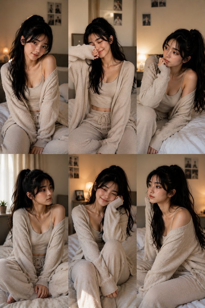 A 3×2 vertical editorial portrait collage featuring six c... 变体图第2张 - 绘词工坊