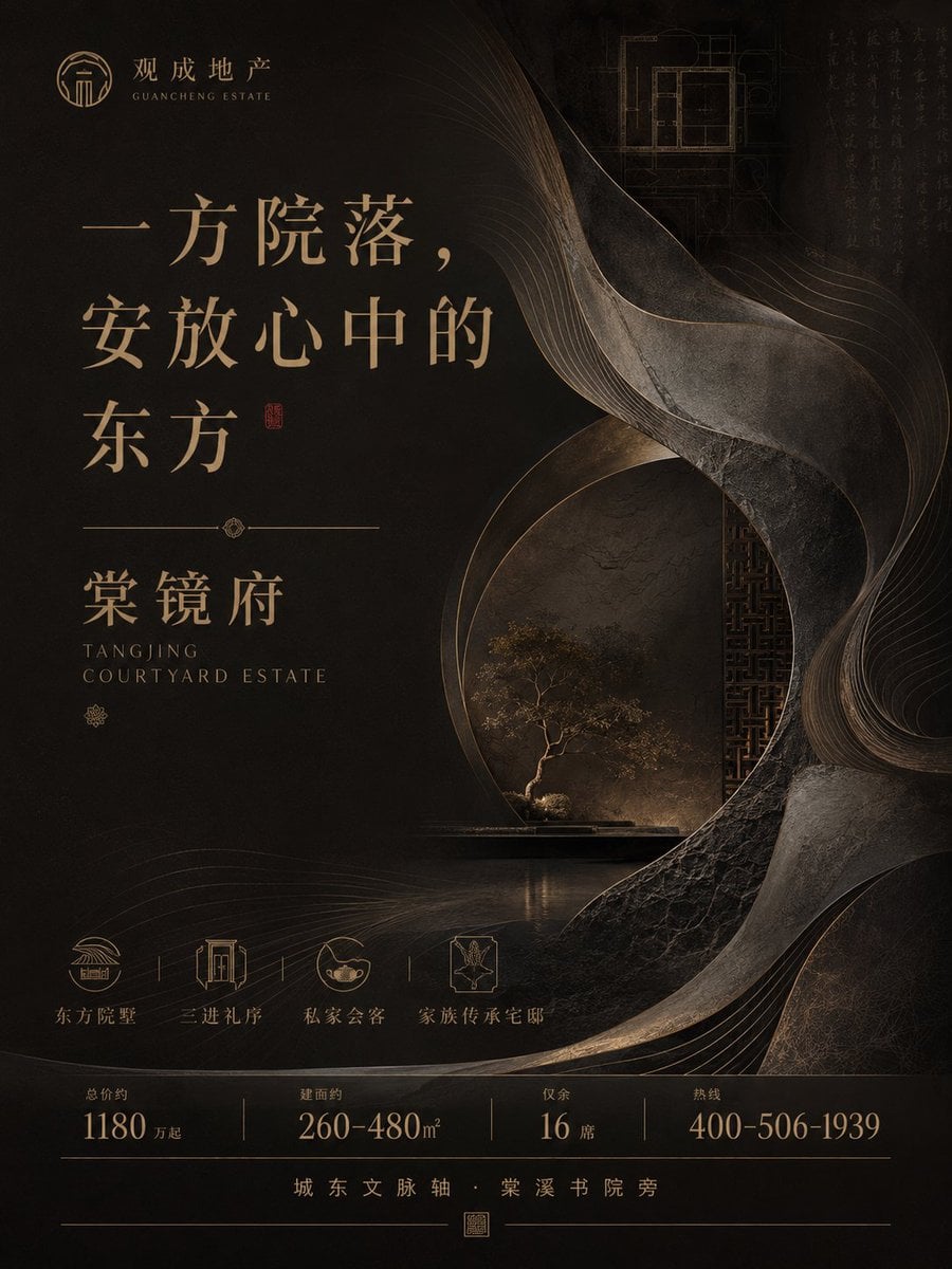生成一张高端地产项目竖版广告海报，画面比例 3:4 或 4:5。 变体图第3张 - 绘词工坊