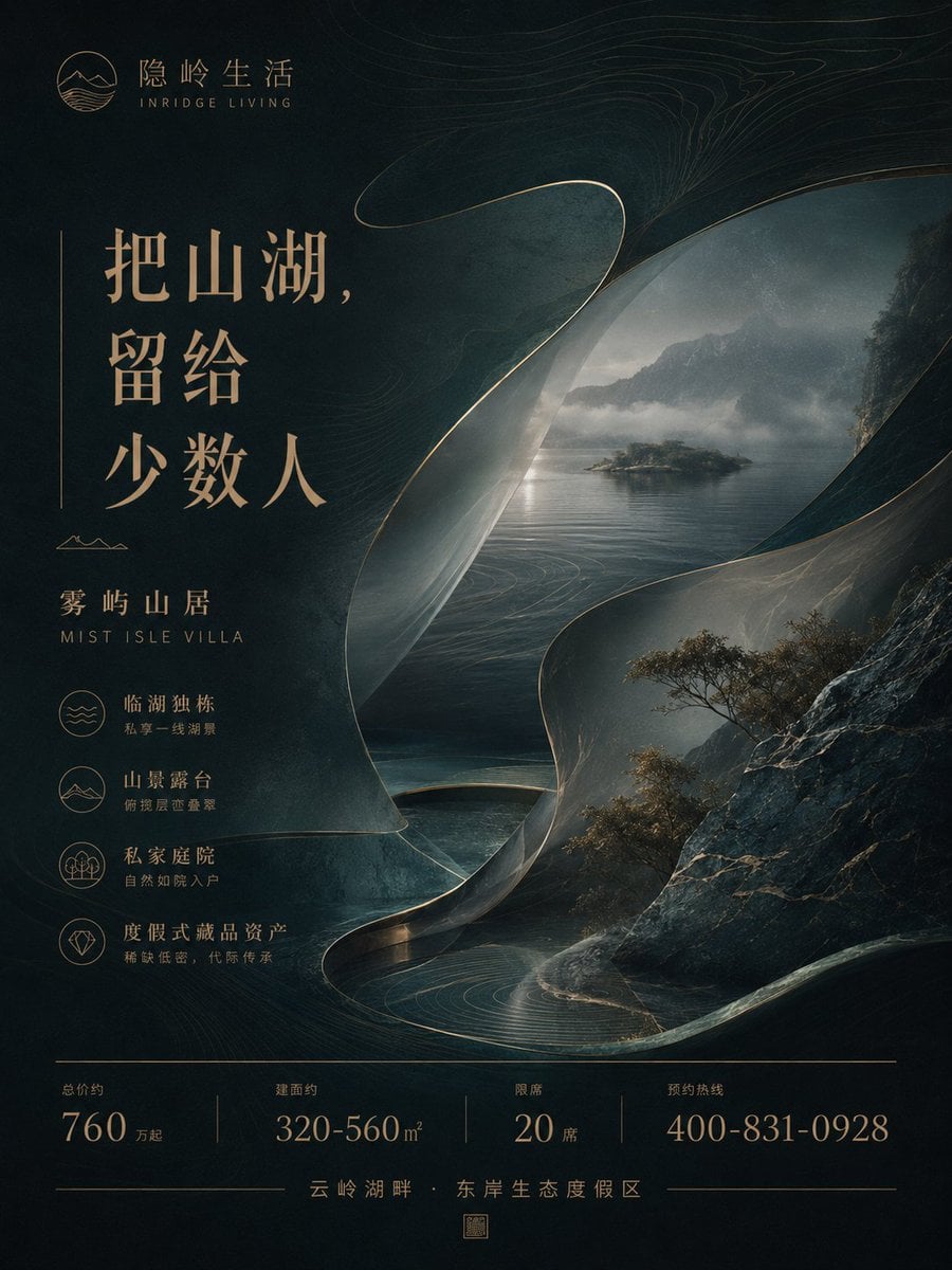 生成一张高端地产项目竖版广告海报，画面比例 3:4 或 4:5。 变体图第4张 - 绘词工坊