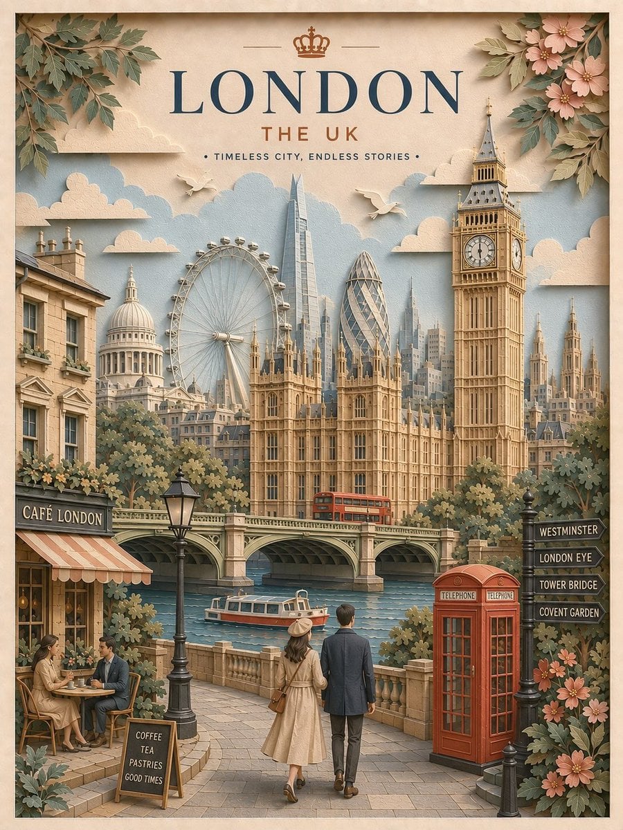 Create a highly detailed vertical travel poster in an ele... 变体图第2张 - 绘词工坊