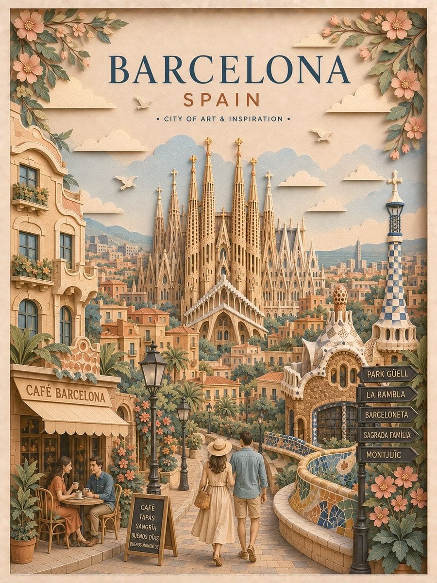 Create a highly detailed vertical travel poster in an ele... 变体图第4张 - 绘词工坊