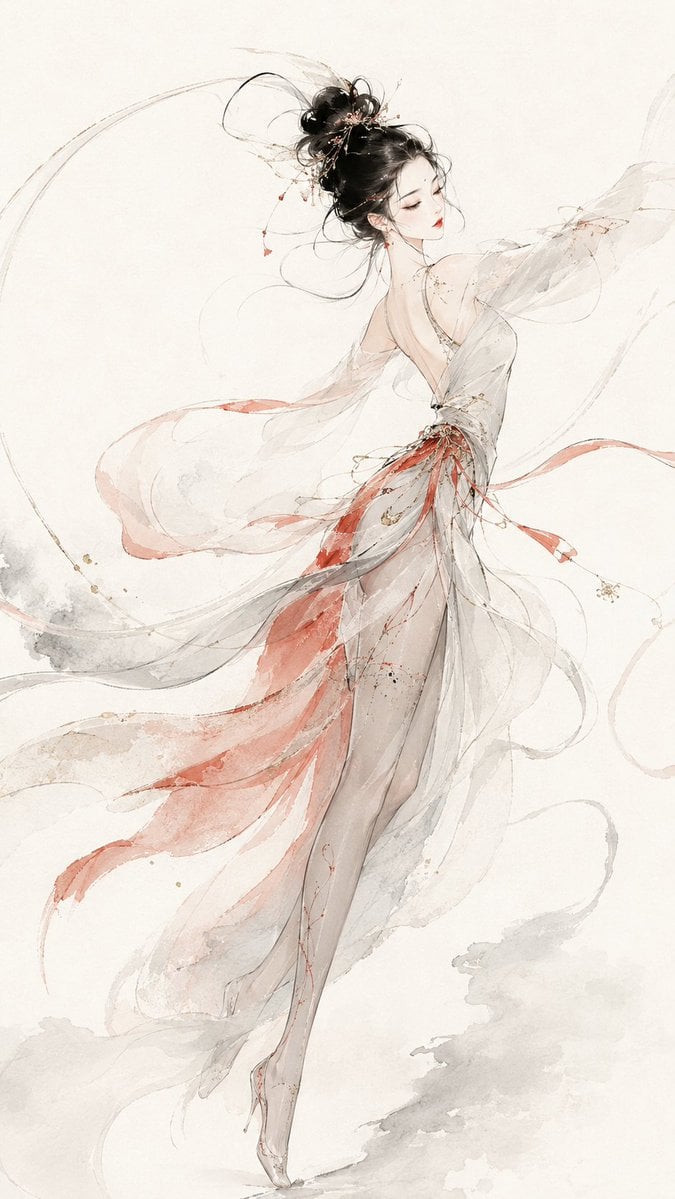 请生成一张 9:16 竖版的原创东方时装插画，主题为[主题名称]。 变体图第4张 - 绘词工坊