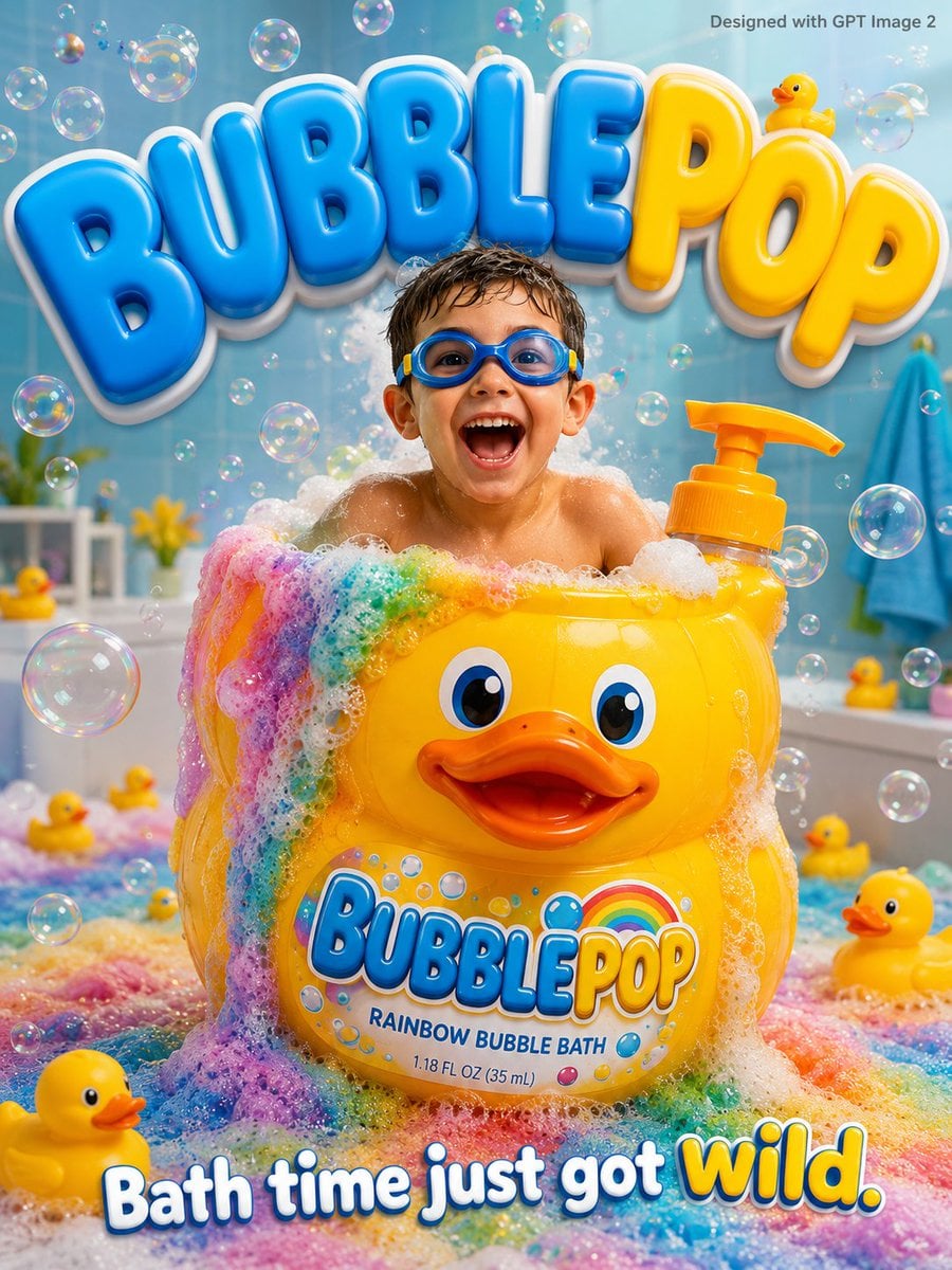 BUBBLEPOP气泡儿童海报 彩虹泡泡浴广告 有趣沐浴产品