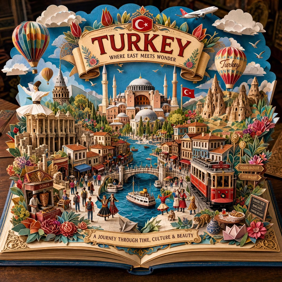 Create an ultra-detailed handcrafted 3D pop-up storybook ... 变体图第2张 - 绘词工坊