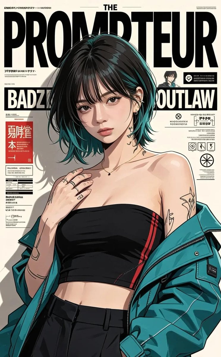Ultra-detailed anime/editorial magazine cover illustratio... 变体图第2张 - 绘词工坊