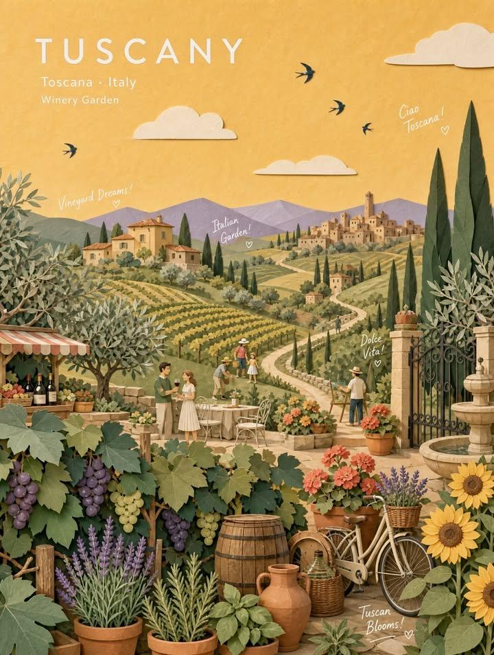 PASTEL PAPER-COLLAGE BOTANICAL GARDEN TRAVEL POSTER 变体图第2张 - 绘词工坊