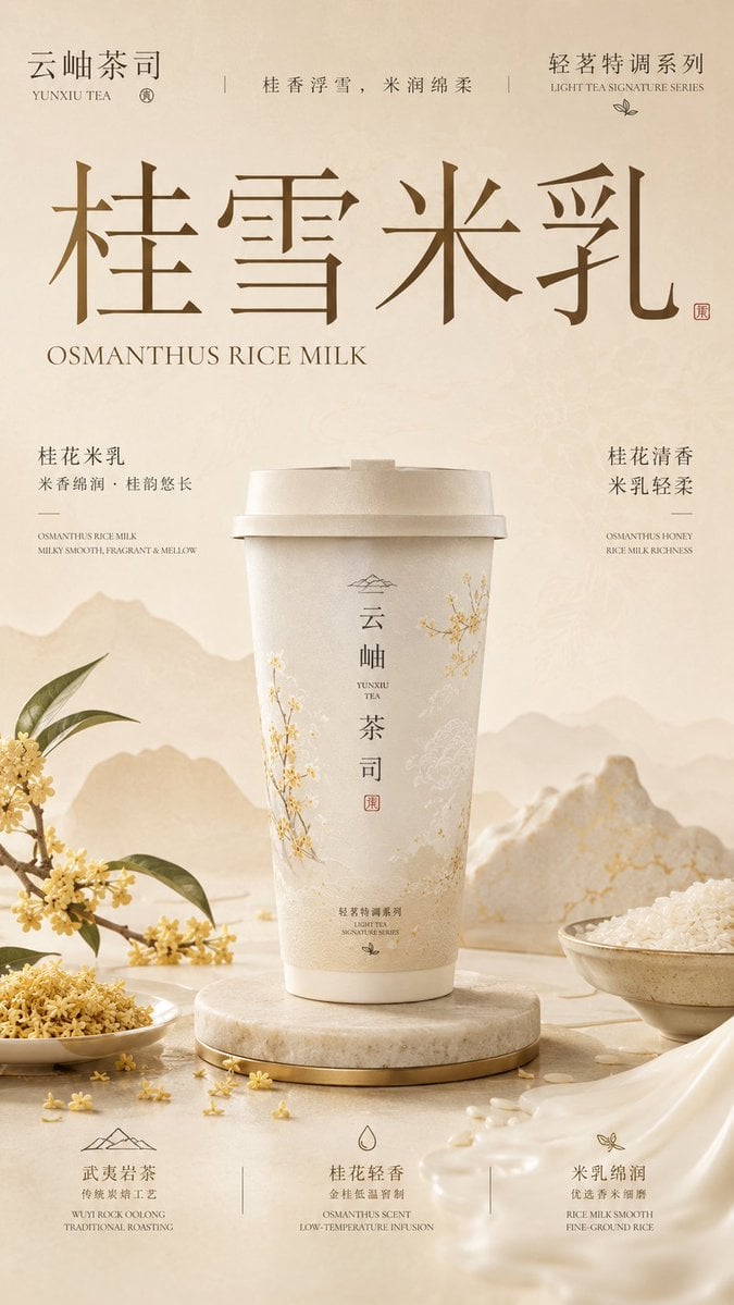 请生成一张竖版 9:16 的高级新中式茶饮品牌包装主视觉海报。每张图片独立生成，不要合并成拼图。 变体图第3张 - 绘词工坊