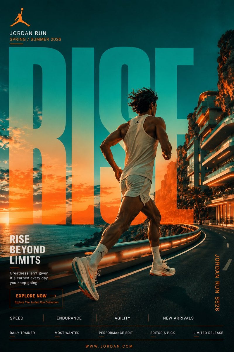 Skechers跑鞋豪华运动海报设计：前进每一步的承诺