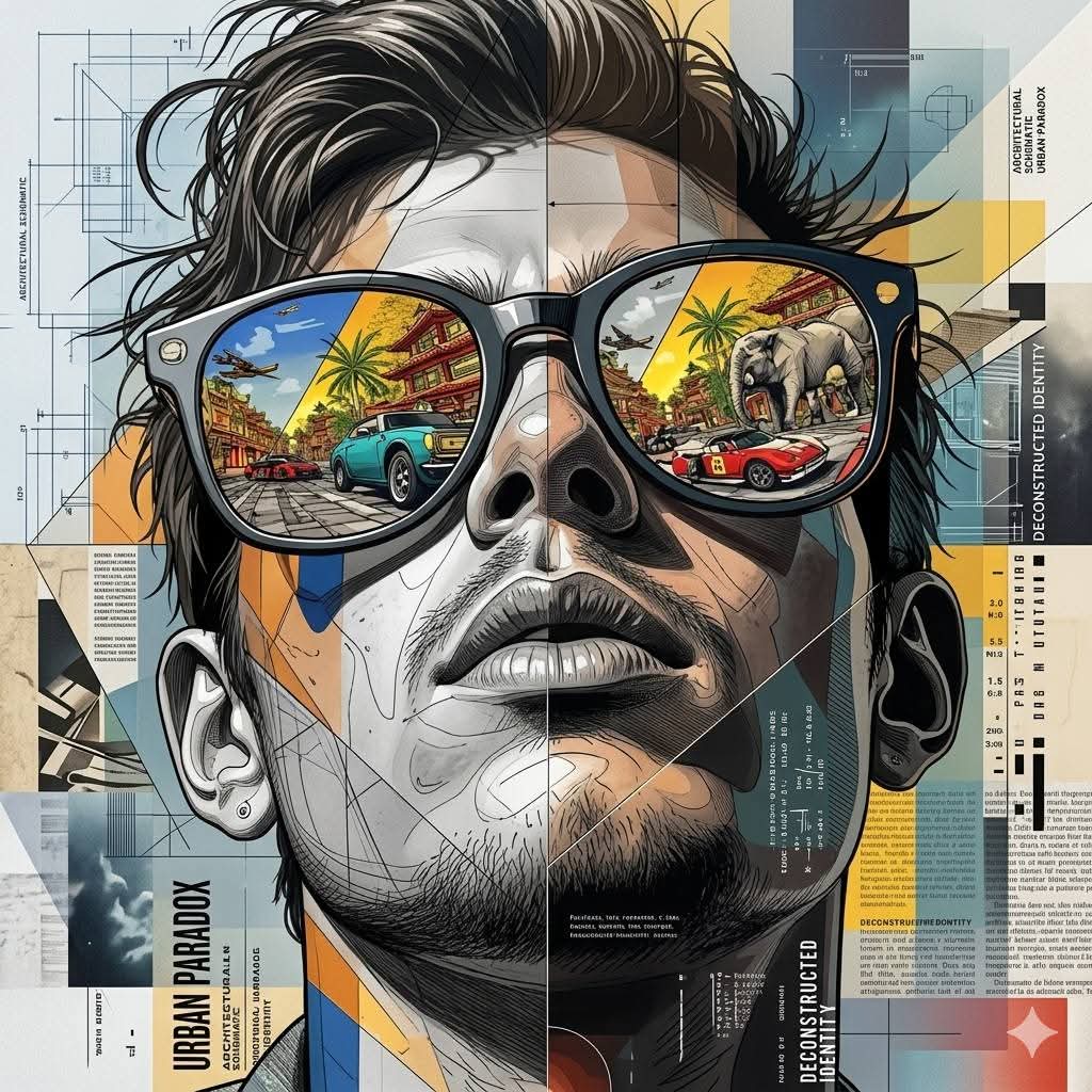 Ultra-detailed futuristic editorial mixed-media portrait ... 变体图第2张 - 绘词工坊