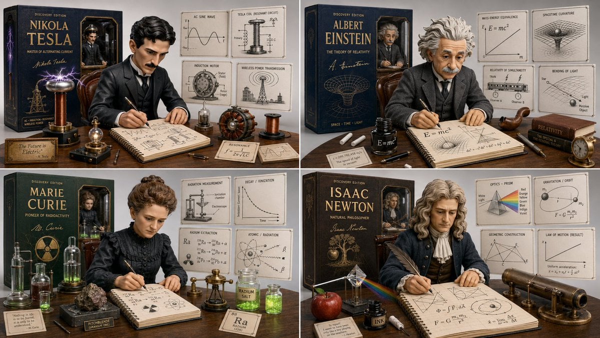 特斯拉与其他科学家3D立体模型科学插画创作指南