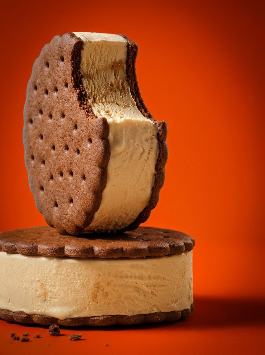 "A studio food still-life of two chocolate ice-cream sand... 变体图第2张 - 绘词工坊