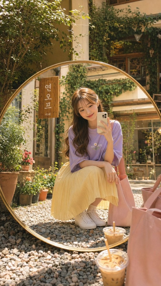 韩式咖啡馆胶片人像：超现实自拍姿势与柔和美学摄影指南