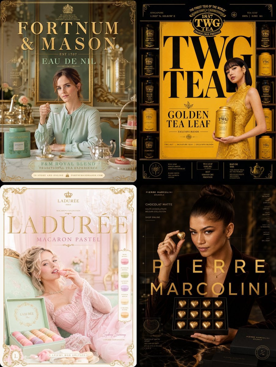 Fortnum&Mason x Emma Watson 奢华美食海报 EAU DE NIL 维多利亚风格