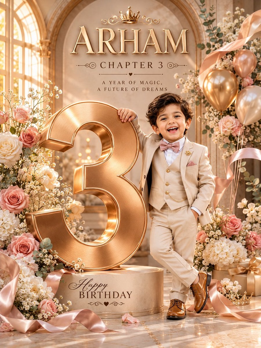 Professional luxury birthday poster, 3:4 portrait composi... 变体图第3张 - 绘词工坊