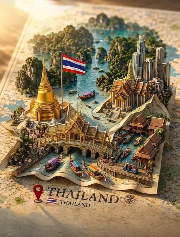 超现实3D弹出式地图立体模型：纸雕中的旅游目的地微缩世界