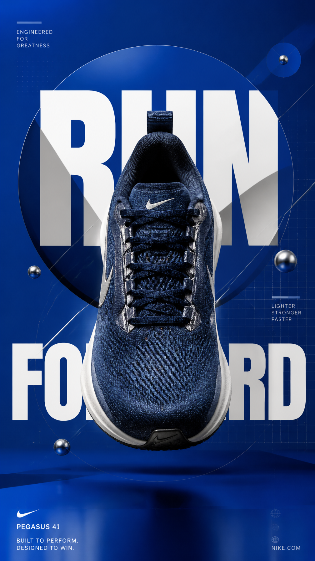 豪华运动鞋发布会海报：Run FORWARD主题商业广告设计