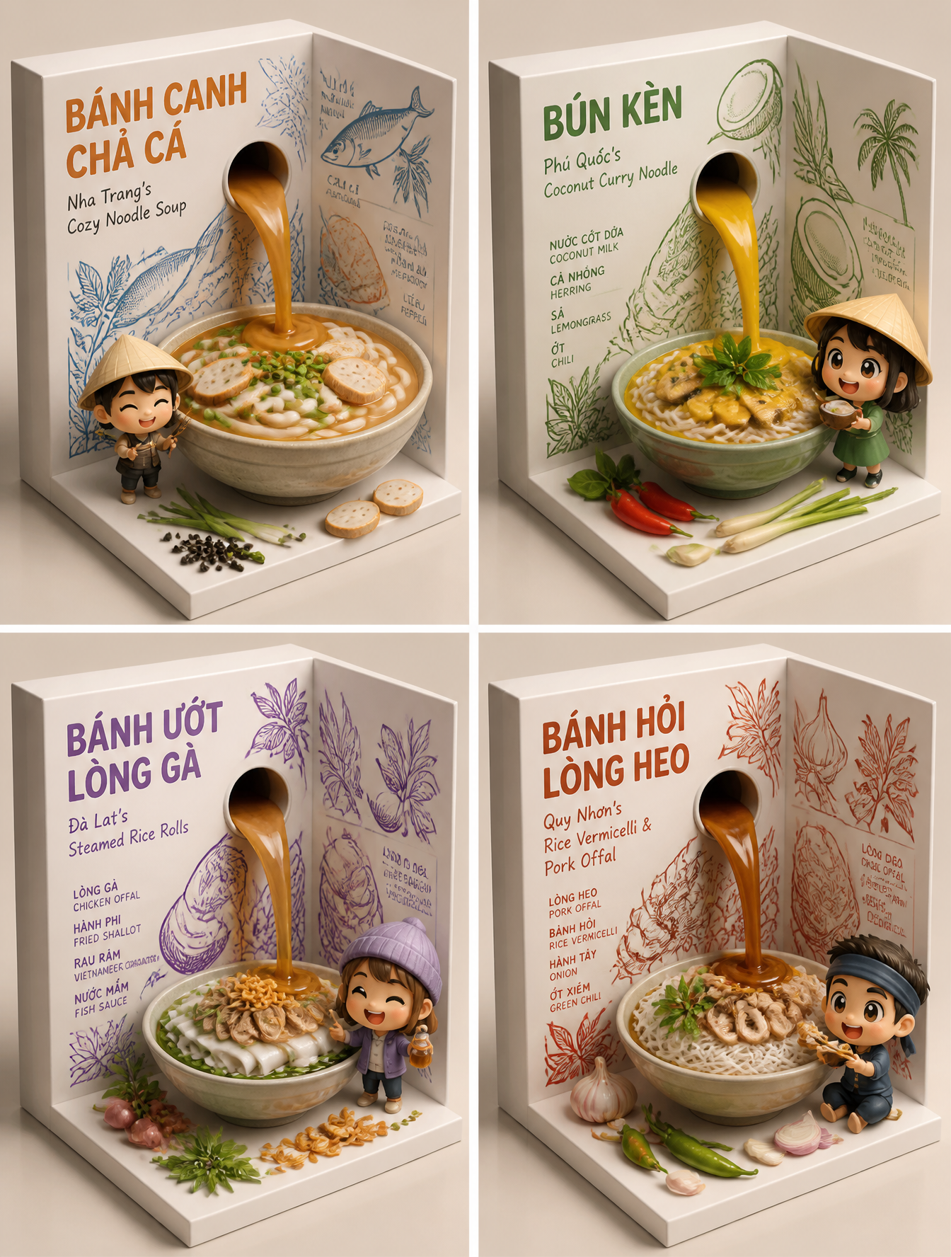 四种隐藏宝石越南美食食谱可视化网格设计