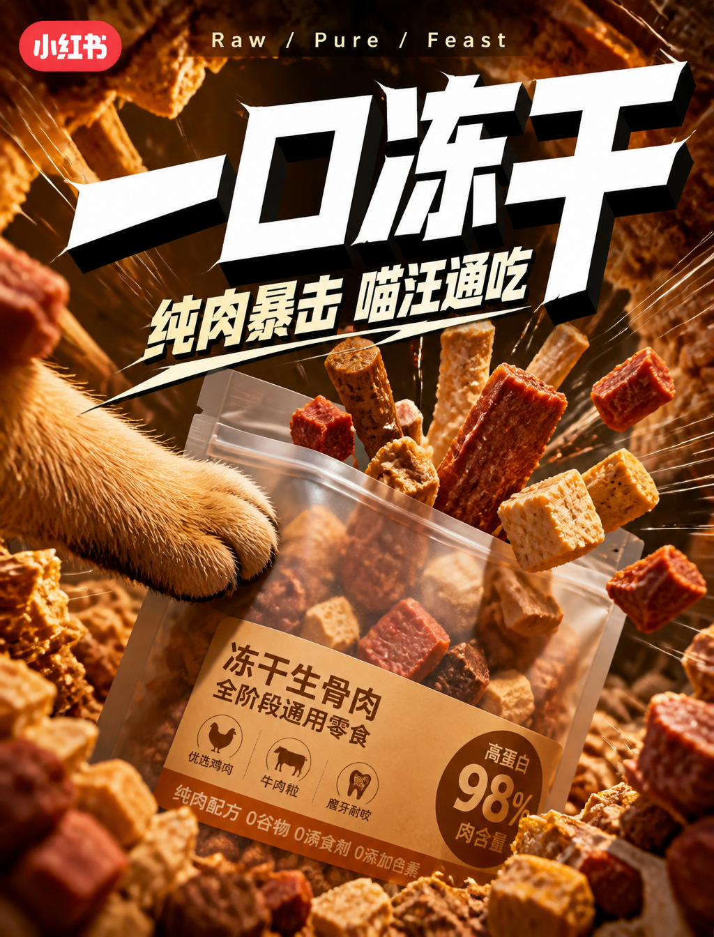 宠物零食种草封面设计：暖调鱼眼冲击广告风格教程